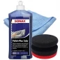 Preview: SONAX 500ml Polish + Wax Color BLAU + Craft-Equip Ø90mm Polierpuck ROT + Craft-Equip Microfasertuch BLAU1