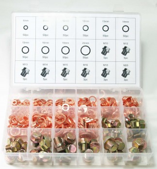 Preview: Craft-Equip 534 tlg. Ölablass Schrauben + Kupferdichtringe