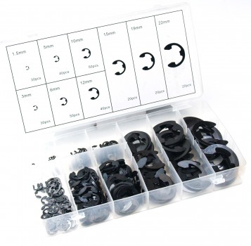 Preview: Craft-Equip 300 tlg Sicherungsclip - Set E-Clips Ø 1,5 - 22mm