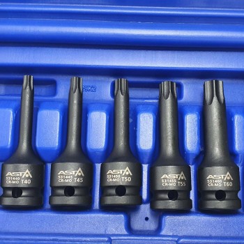 Preview: ASTA 8 tlg Steckschlüssel-Satz mit Innen Torx 1/2" im Koffer