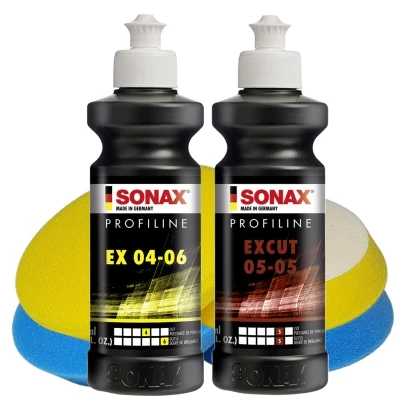 2 Stück SONAX Polituren + 4 Stück Craft-Equip Pro Polierpads