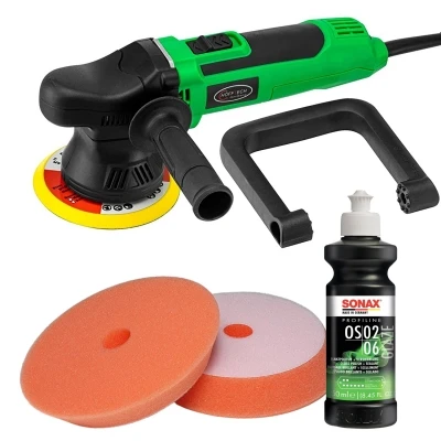 HÖFFTECH Exzenter-Poliermaschine + Sonax Politur + Craft-Equip Pro Polierpads