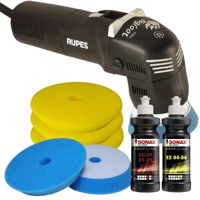 RUPES LHR75E Mini-Exzenter-Poliermaschine + Sonax Polituren + Craft-Equip Pro Polierpads
