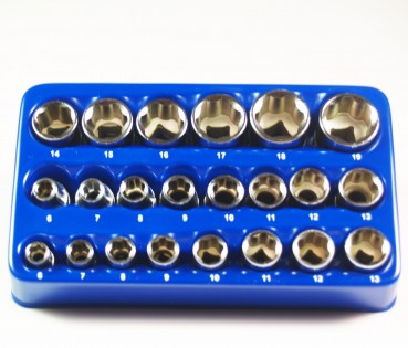 Craft-Equip 22tlg. Steckschlüsseleinsätze 1/4" 3/8" Super-Lock