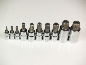 Preview: Craft-Equip 10tlg. Innenvielzahn Bit-Satz 1/4" 3/8" 1/2" M4-M18