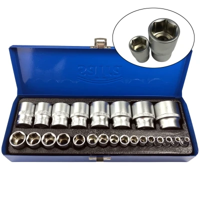 SATRA 24 tlg Zoll 6-Kant Stecknüsse 1/4" + 1/2"