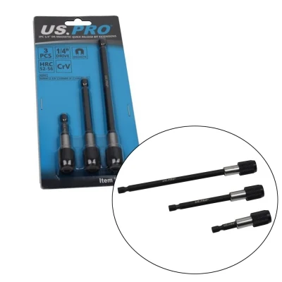 US PRO 3-tlg. 1/4" Bit-Verlängerungsset magnetisch mit Schnelllöser