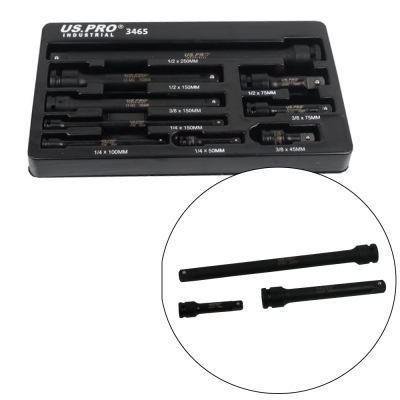 US PRO 9er Set Schlagschrauber-Verlängerungen 1/4" + 3/8" + 1/2"