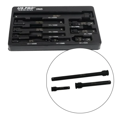 US PRO 9er Set Schlagschrauber-Verlängerungen 1/4" + 3/8" + 1/2"