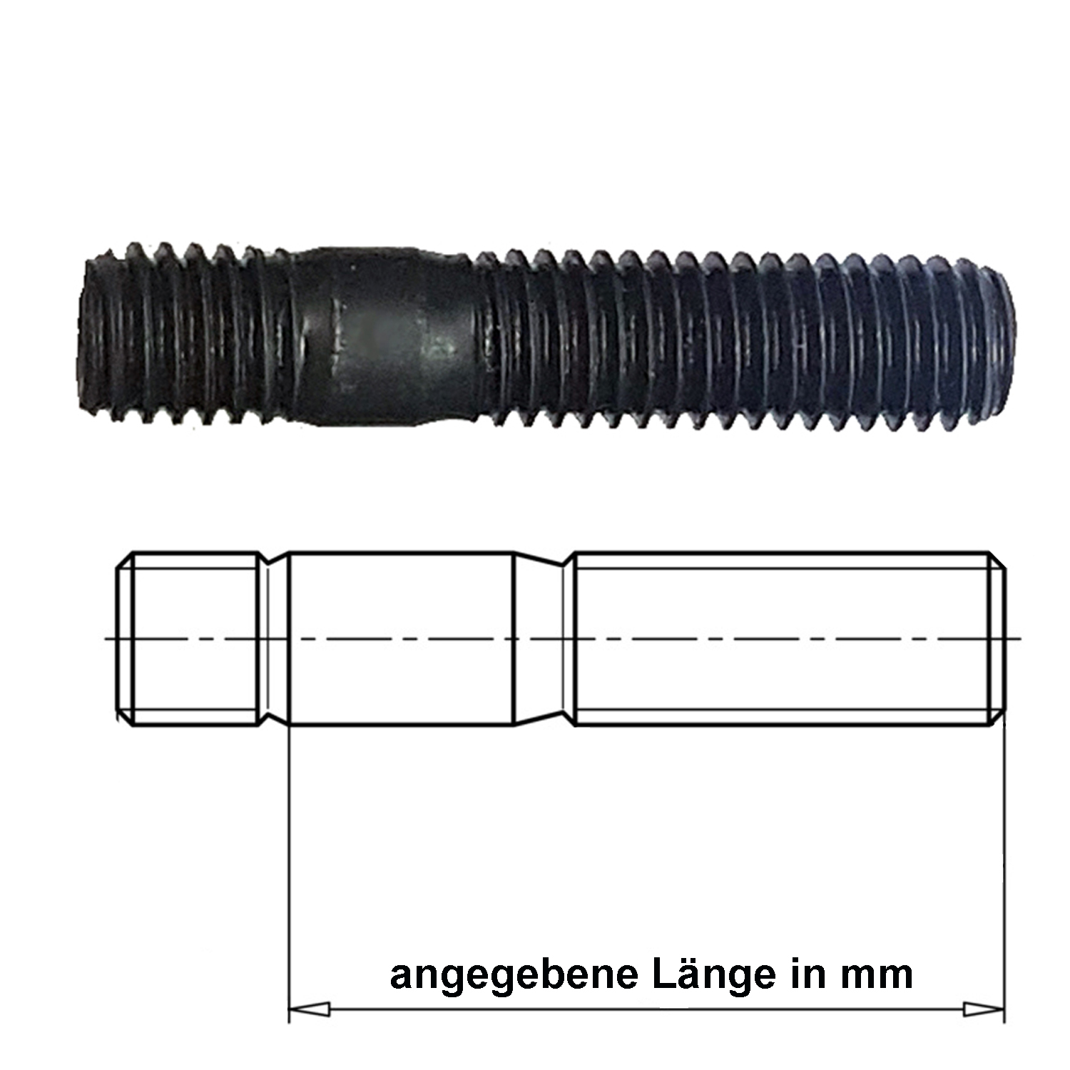 Stehbolzen Gewindebolzen DIN 939 M20x45 Stahl 8.8 galvanisch verzinkt 10 Stk  
