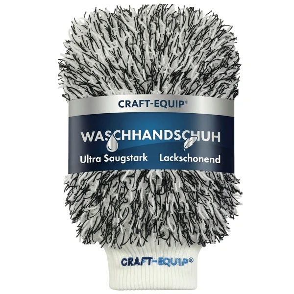Craft-Equip Microfaser-Waschhandschuh 28x20cm schwarz/weiss