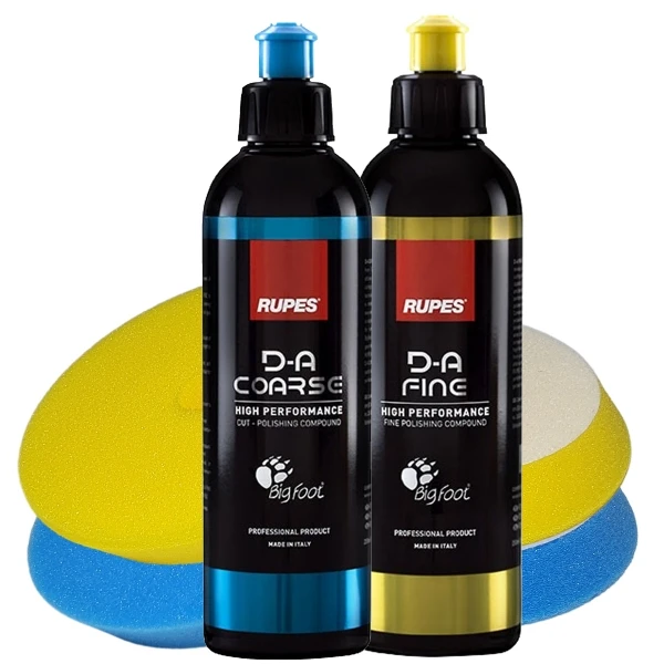 2x RUPES Polituren 250ml COARSE / FINE + 4x Craft-Equip PRO Polierpads im Set