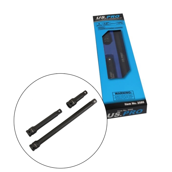 US PRO 3er Set Schlagschrauber-Verlängerungen 1/2"
