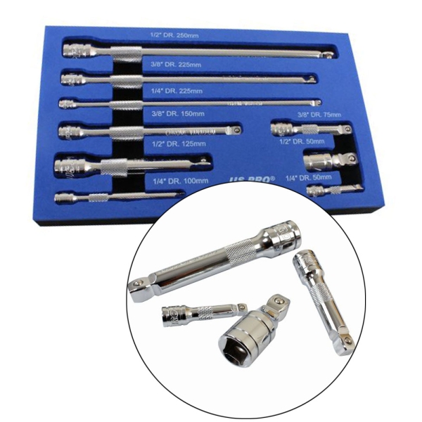 US PRO 9er Set Kipp-Verlängerungen 1/4" + 3/8" + 1/2"
